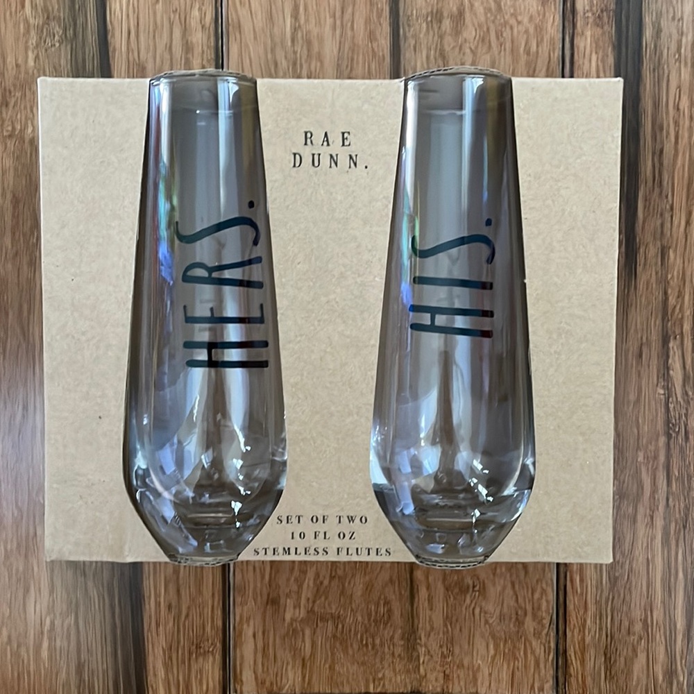 NWIB Rae Dunn Stemless Flutes His & Hers